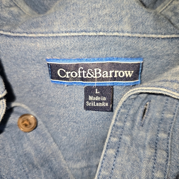 Croft& Borrow Classic Blue Denim Long Sleeve Shirt - Picture 3 of 4